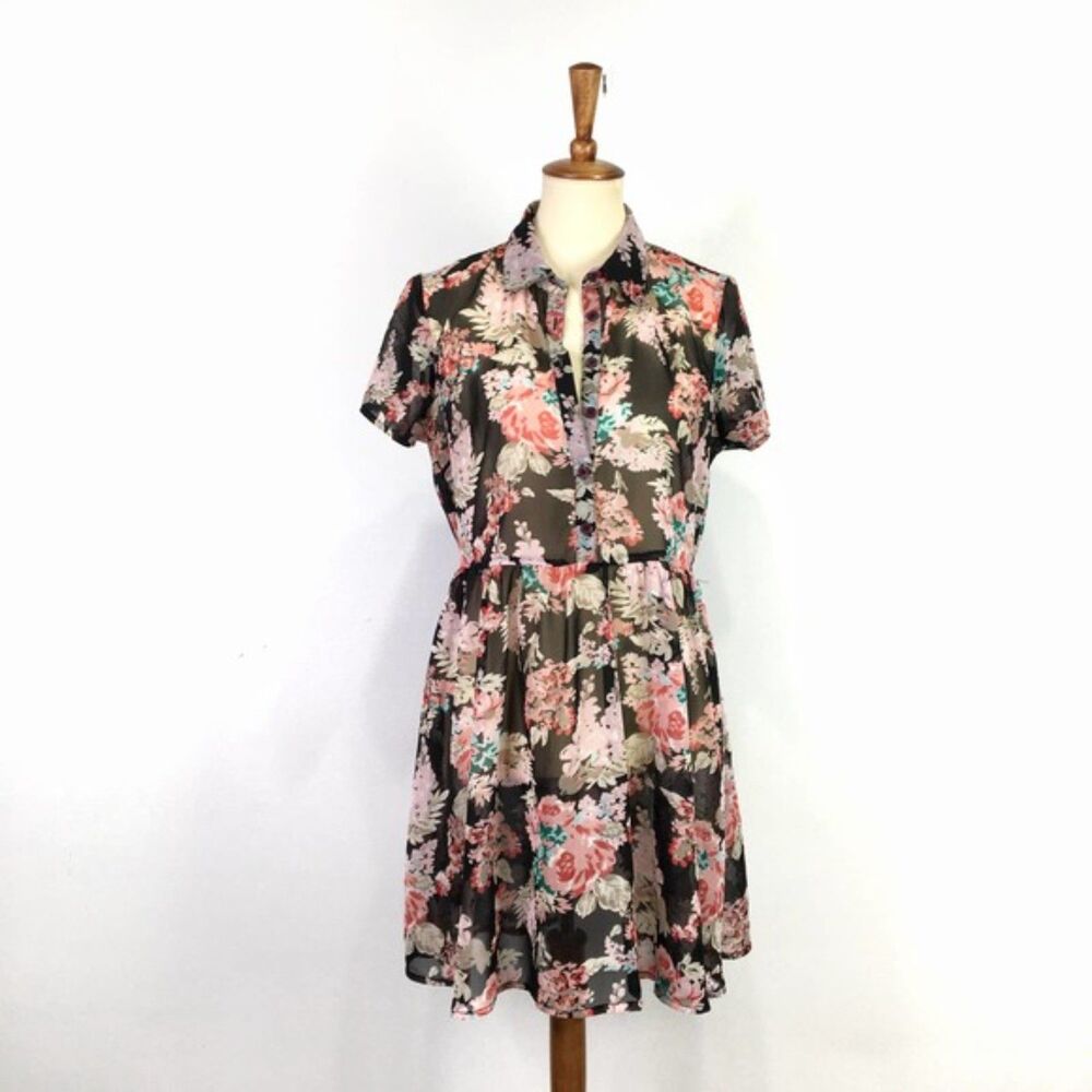 Band of Gypsies floral sheer dress no lining Size S